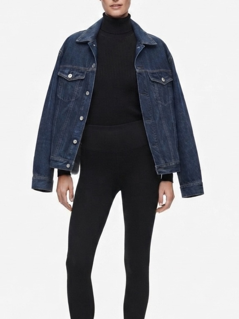 Oversized J. Crew Dark Blue Denim Trucker Jacket